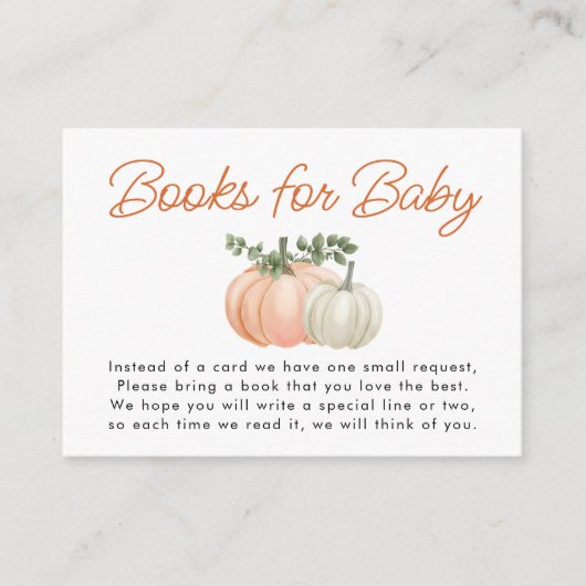 Little Pumpkin Herfst Books for Baby shower Informatiekaartje (Voorkant)