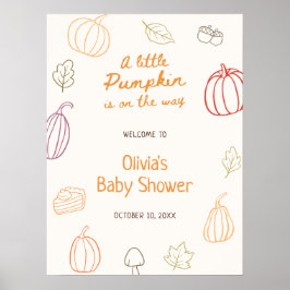 Little Pumpkin Herfst Doodle Baby shower Welkom Poster
