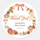 Little Pumpkin Herfst Floral Baby shower Dank u Ronde Sticker (Voorkant)