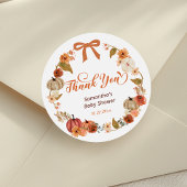 Little Pumpkin Herfst Floral Baby shower Dank u Ronde Sticker