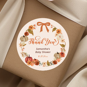 Little Pumpkin Herfst Floral Baby shower Dank u Ronde Sticker