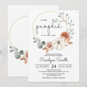 Little Pumpkin Herfst Floral Baby shower Invitatio Kaart (Voorkant / Achterkant)