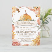 Little PUMPKIN Herfst Floral Birthday Party Invita Kaart (Staand voorkant)