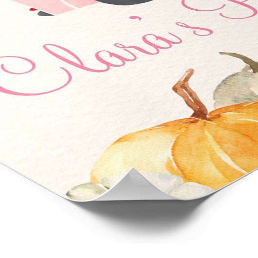Little Pumpkin Herfst Floral Girl Birthday Welcome Poster (Hoek)