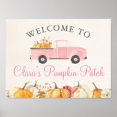 Little Pumpkin Herfst Floral Girl Birthday Welcome Poster (Voorkant)