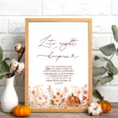 Little Pumpkin Herfst Floral Late Night Luiers Spe Poster