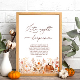 Little Pumpkin Herfst Floral Late Night Luiers Spe Poster