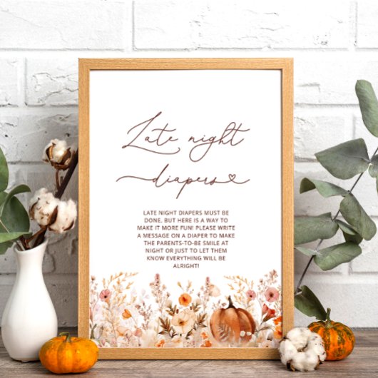 Little Pumpkin Herfst Floral Late Night Luiers Spe Poster