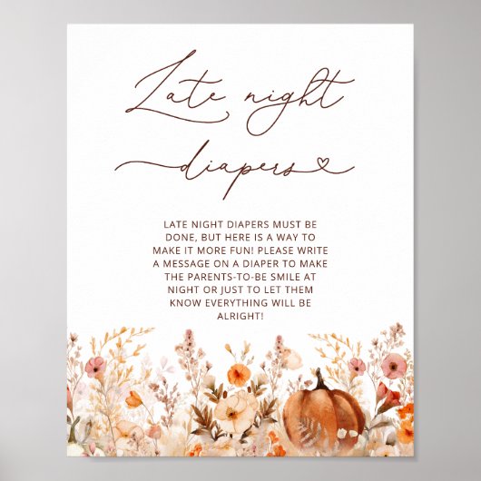 Little Pumpkin Herfst Floral Late Night Luiers Spe Poster (Voorkant)