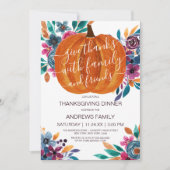 Little Pumpkin Herfst Floral Waterverf Thanksgivin Kaart (Voorkant)