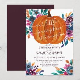 Little Pumpkin Herfst Floral Waterverf Verjaardag Kaart