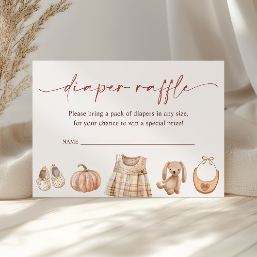 Little Pumpkin Herfst Girl Baby shower Diaper Raff Informatiekaartje