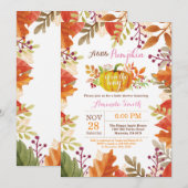Little Pumpkin Herfst Girl Baby shower Invitation Kaart (Voorkant / Achterkant)