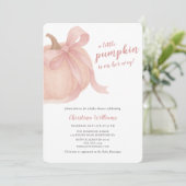 Little Pumpkin Herfst Girl Baby shower Kaart (Staand voorkant)