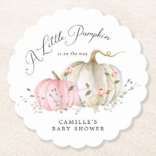 Little Pumpkin Herfst Girl Baby shower Kartonnen Onderzetters