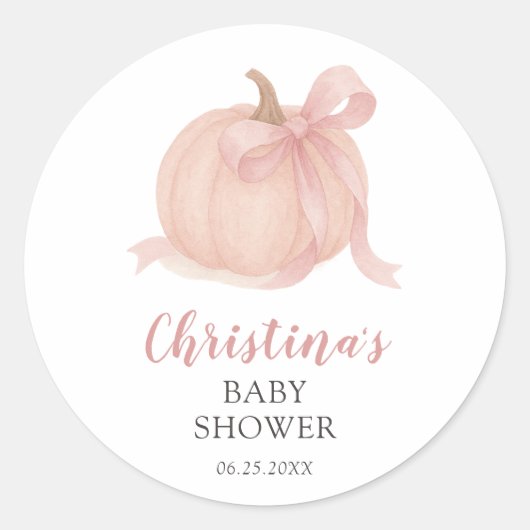 Little Pumpkin Herfst Girl Baby shower Ronde Sticker (Voorkant)
