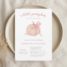 Little Pumpkin Herfst Girl Baby shower Uitnodiging