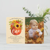 Little Pumpkin Herfst Herfst Eerste Verjaardag Fot Kaart (Staand voorkant)