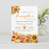 Little Pumpkin Herfst Herfst Zonnebloem Baby showe Kaart (Staand voorkant)