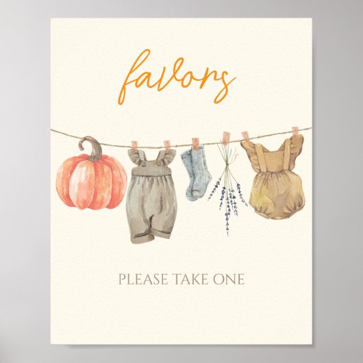 Little Pumpkin Herfst Kleding Baby shower Favors Poster (Voorkant)