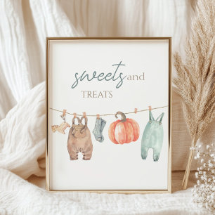 Little Pumpkin Herfst Kleding Boy Snoep en snoepje Poster