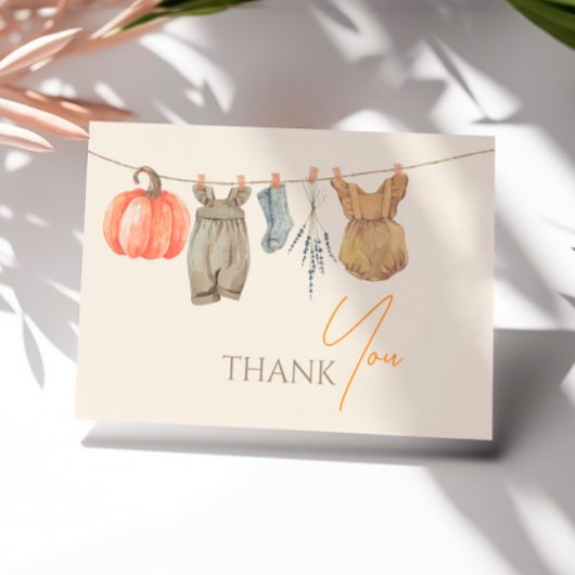 Little Pumpkin Herfst Kleding Meisje Baby shower Bedankkaart
