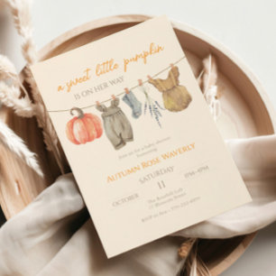 Little Pumpkin Herfst Kleding Meisje Baby shower Kaart
