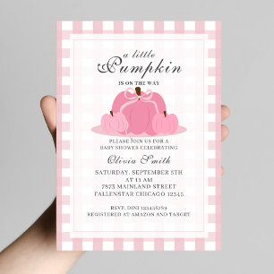 Little Pumpkin Herfst Pastel Pink Bow Baby shower Kaart