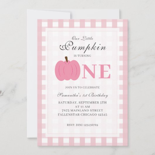 Little Pumpkin Herfst Pastel Pink eerste verjaarda Kaart (Voorkant)