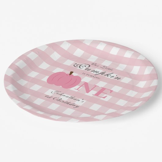 Little Pumpkin Herfst Pastel Pink eerste verjaarda Papieren Bordje (Gekanteld)