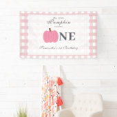 Little Pumpkin Herfst Pastel Pink eerste verjaarda Spandoek (Insitu)