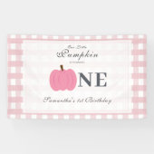 Little Pumpkin Herfst Pastel Pink eerste verjaarda Spandoek (Horizontaal)