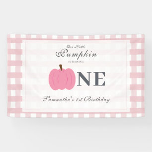 Little Pumpkin Herfst Pastel Pink eerste verjaarda Spandoek