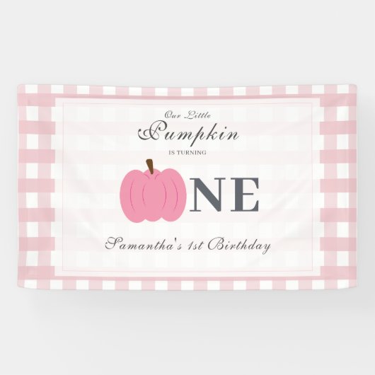 Little Pumpkin Herfst Pastel Pink eerste verjaarda Spandoek (Horizontaal)