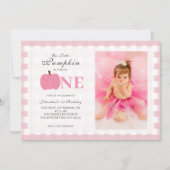 Little Pumpkin Herfst Pastel Roze 1e Verjaardag Fo Kaart (Voorkant)