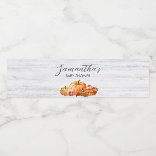 Little Pumpkin Herfst Picnic Baby shower Waterfles Etiket (Enkel label)
