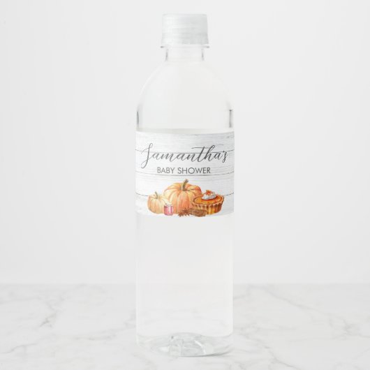 Little Pumpkin Herfst Picnic Baby shower Waterfles Etiket (Voorkant)