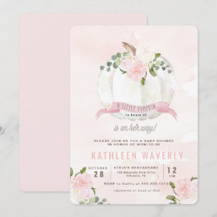 Little Pumpkin Herfst Pink Baby shower Invitation Kaart
