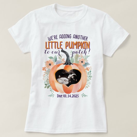 Little Pumpkin Herfst Pregnancy Reveal Echografie T-shirt (Design voorkant)