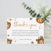 Little Pumpkin Herfst Retro Leopard Bow Baby showe Bedankkaart (Staand voorkant)