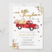 Little Pumpkin Herfst Rood  Truck Baby shower Kaart (Voorkant)
