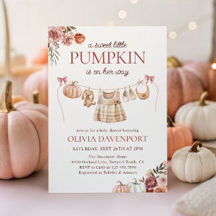 Little Pumpkin Herfst Roze Bloemen Meisje Baby sho Kaart