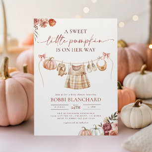 Little Pumpkin Herfst Roze Bloemen Meisje Baby sho Kaart