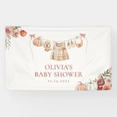 Little Pumpkin Herfst Roze Bloemen Meisje Baby sho Spandoek (Horizontaal)