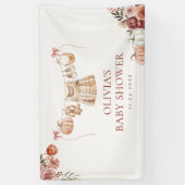 Little Pumpkin Herfst Roze Bloemen Meisje Baby sho Spandoek (Verticaal)