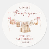 Little Pumpkin Herfst Roze Meisje Baby shower Favo Ronde Sticker (Voorkant)