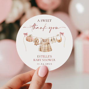 Little Pumpkin Herfst Roze Meisje Baby shower Favo Ronde Sticker