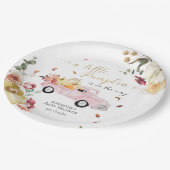Little Pumpkin Herfst Roze  Truck Baby shower Papieren Bordje (Gekanteld)