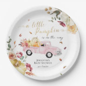 Little Pumpkin Herfst Roze  Truck Baby shower Papieren Bordje (Voorkant)