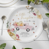 Little Pumpkin Herfst Roze  Truck Baby shower Papieren Bordje